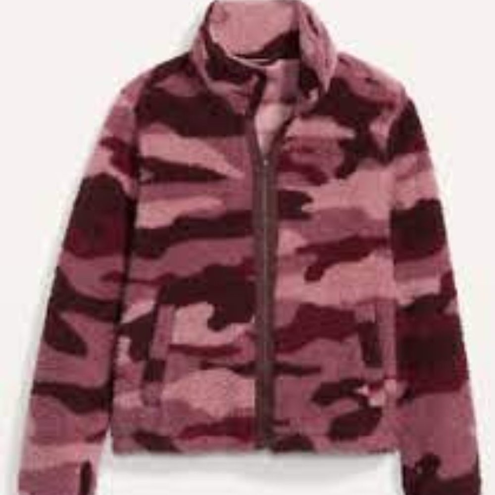Old Navy Cozy Sherpa Jacker Pink Camo XS